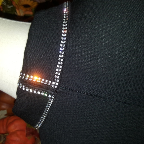 RARE Vintage Professionally Tailored Elegant Rhinestone Neckline Black Tie Top S - Picture 11 of 16